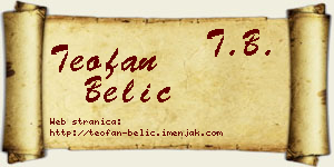 Teofan Belić vizit kartica